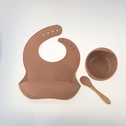 image-YC Silicone Baby Cutlery Set 3-Piece Bib Suction Bowl Spoon
