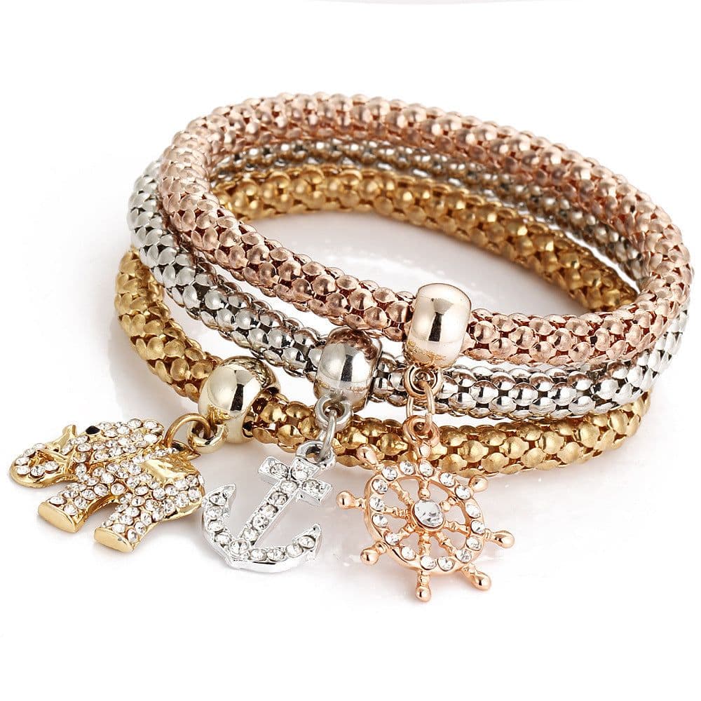 image-BJ012 Crystal Butterfly Pendant Bracelet Women's Multi-Color Chain