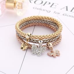 image-BJ012 Crystal Butterfly Pendant Bracelet Women's Multi-Color Chain