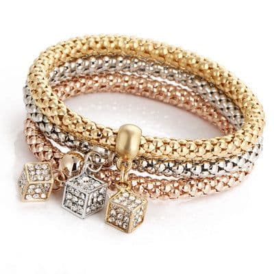 image-BJ012 Crystal Butterfly Pendant Bracelet Women's Multi-Color Chain