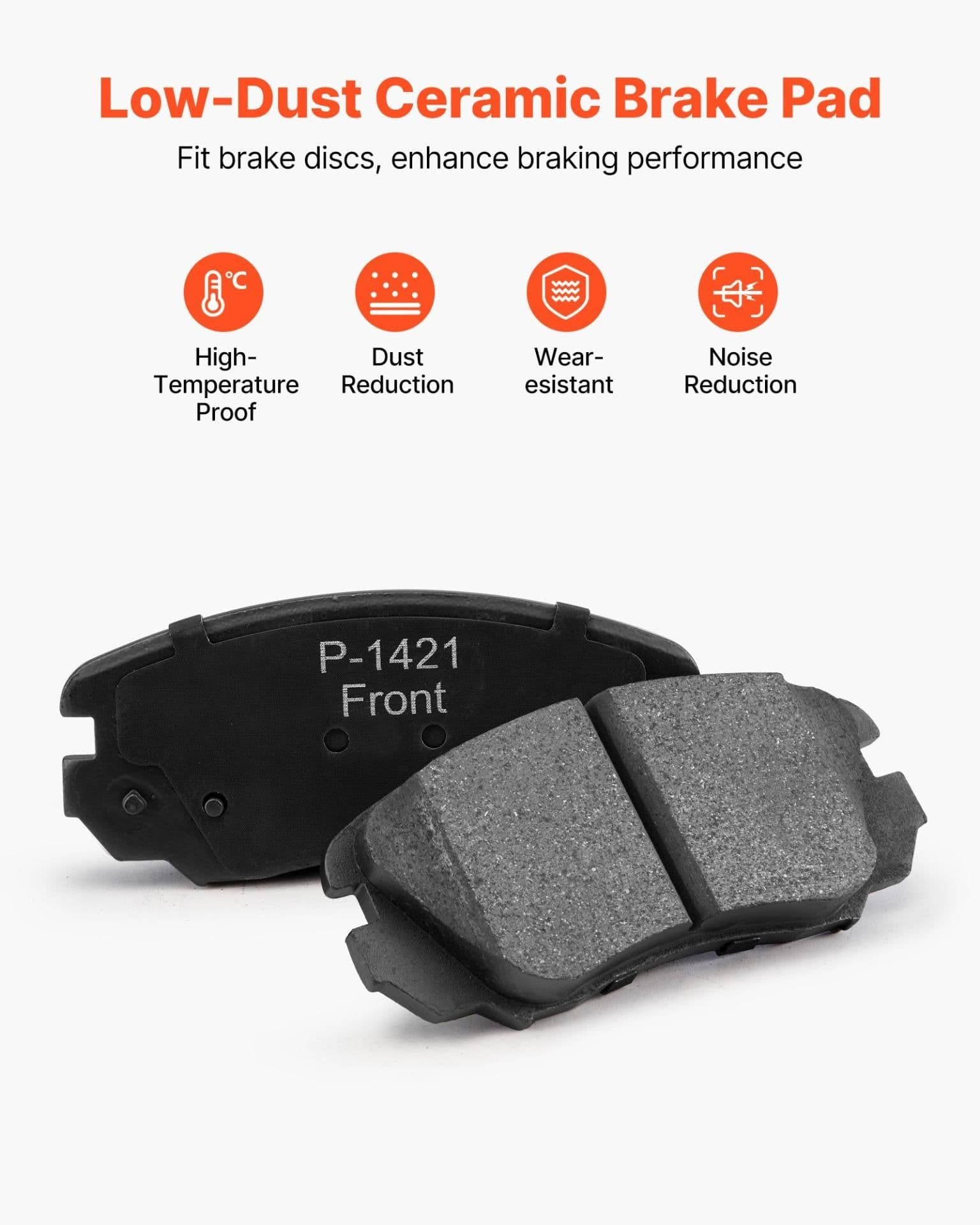 image-VEVOR Front and Rear Brake Kit Compatible with 2010-2017 Chevrolet Equinox, 2010-2017 GMC Terrain, Hollow Brake Rotors Ceramic Brake Pads Replacement Kit, 12.7 in Front Rotors, 12 in Rear Rotors