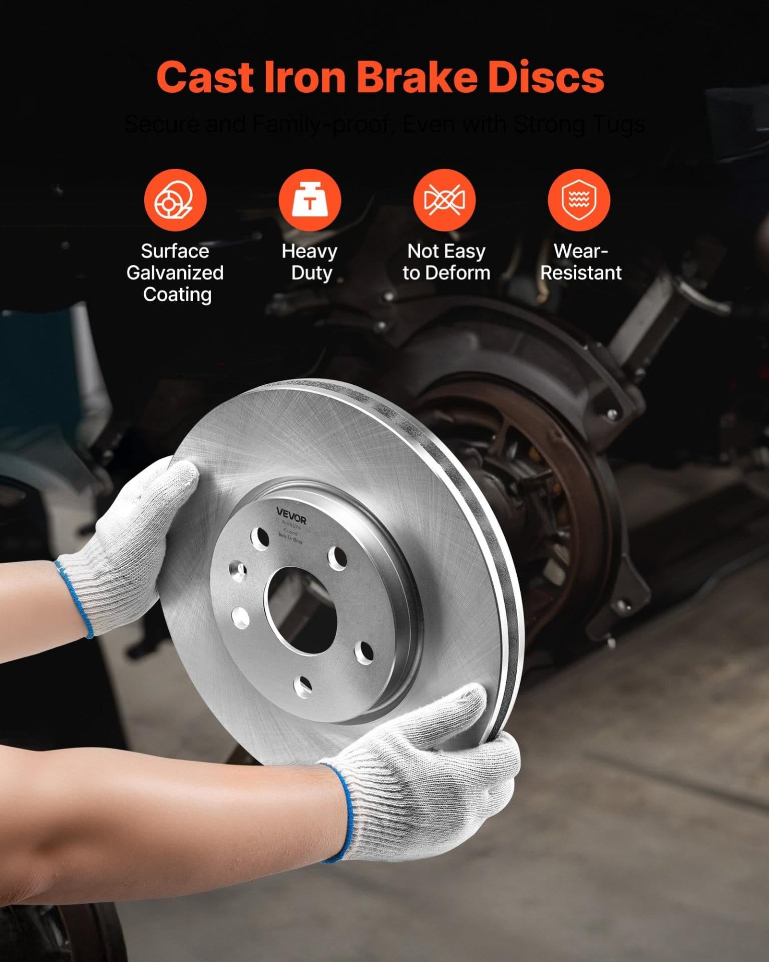 image-VEVOR Front and Rear Brake Kit Compatible with 2010-2017 Chevrolet Equinox, 2010-2017 GMC Terrain, Hollow Brake Rotors Ceramic Brake Pads Replacement Kit, 12.7 in Front Rotors, 12 in Rear Rotors