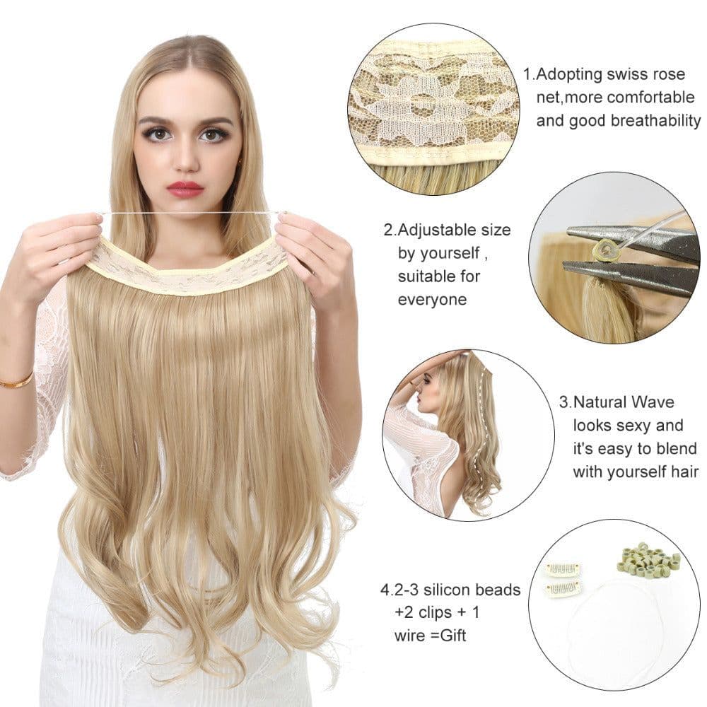 image-Fish Line Curly Hair Extension 40cm Matte Silk Wig