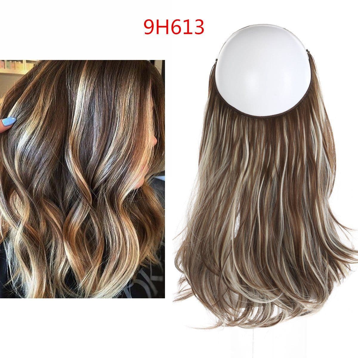 image-Fish Line Curly Hair Extension 40cm Matte Silk Wig