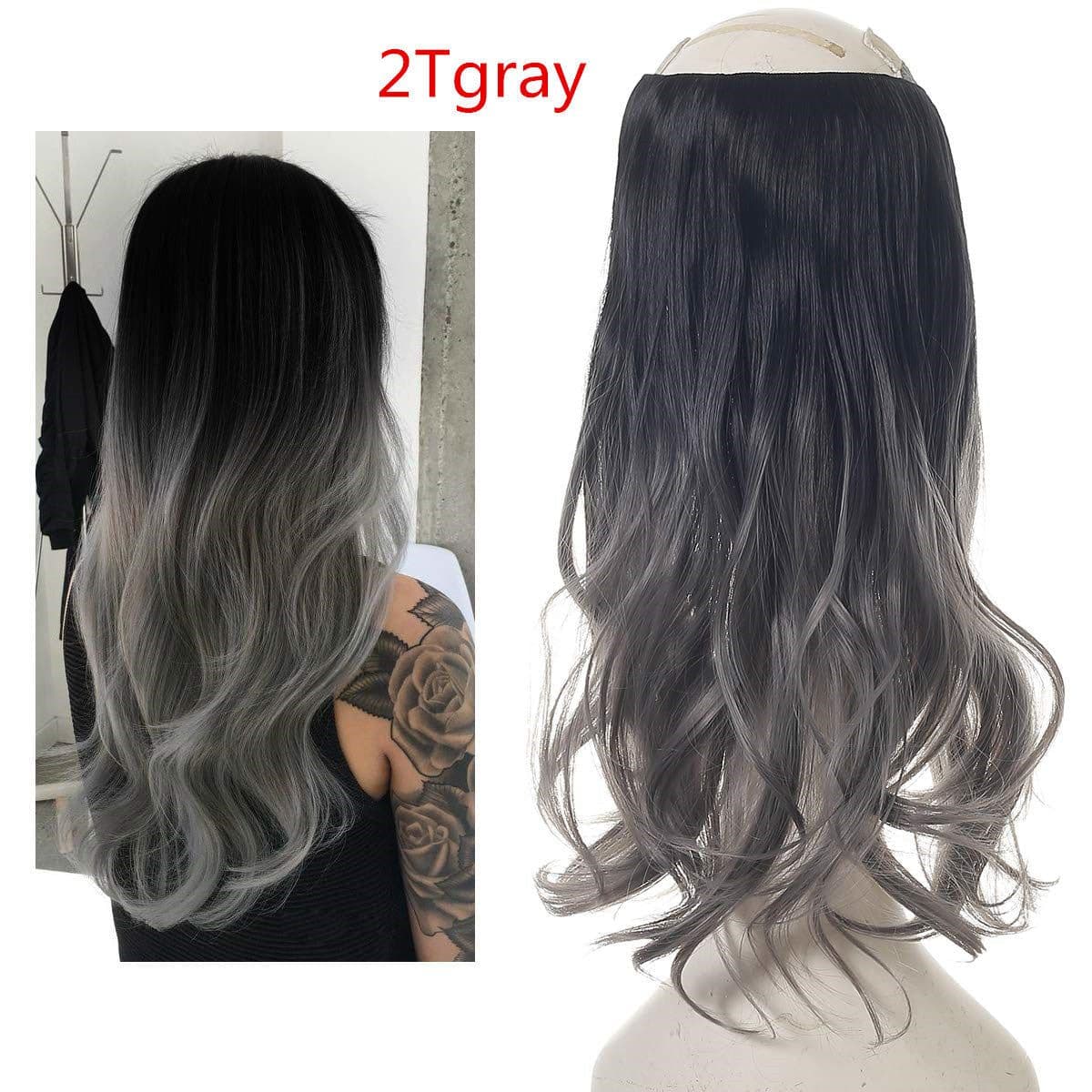 image-Fish Line Curly Hair Extension 40cm Matte Silk Wig