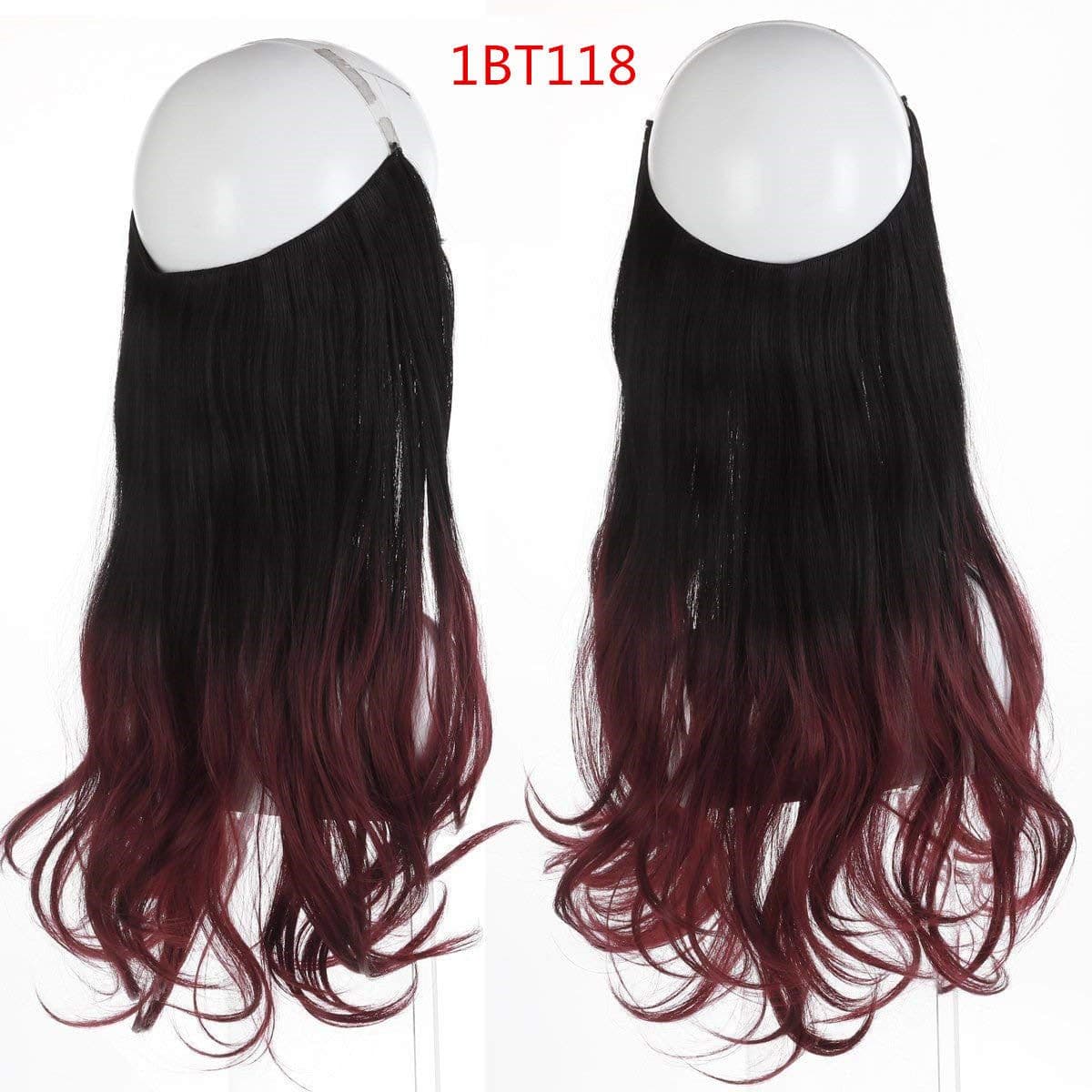 image-Fish Line Curly Hair Extension 40cm Matte Silk Wig
