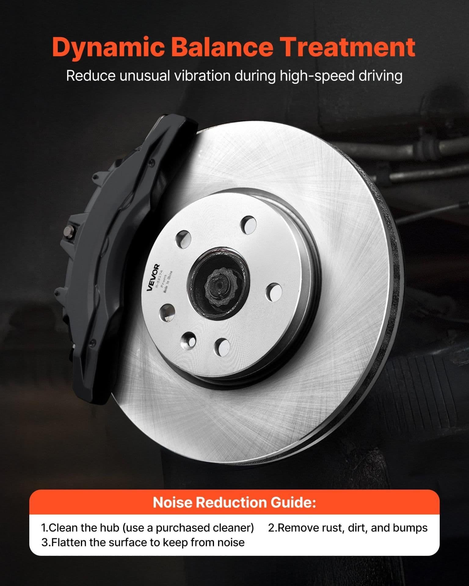 image-VEVOR Front and Rear Brake Kit Compatible with 2010-2017 Chevrolet Equinox, 2010-2017 GMC Terrain, Hollow Brake Rotors Ceramic Brake Pads Replacement Kit, 12.7 in Front Rotors, 12 in Rear Rotors