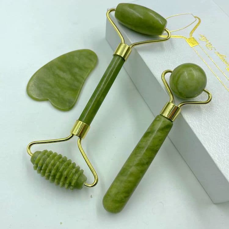 image-Jade Roller Face Massage Tool Double Head Beauty Device