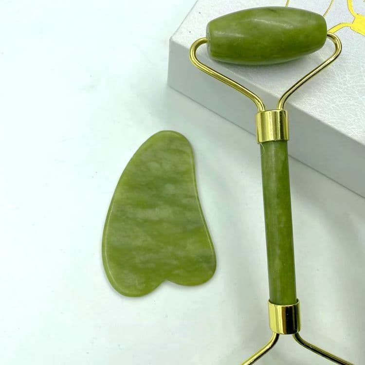 image-Jade Roller Face Massage Tool Double Head Beauty Device