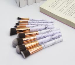 image-10-Piece Marble Pattern Makeup Brush Set with Cosmetic Bag
