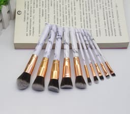 image-10-Piece Marble Pattern Makeup Brush Set with Cosmetic Bag