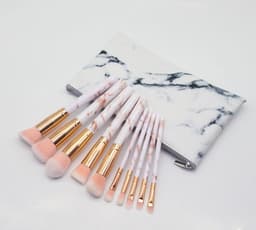 image-10-Piece Marble Pattern Makeup Brush Set with Cosmetic Bag