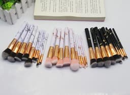 image-10-Piece Marble Pattern Makeup Brush Set with Cosmetic Bag