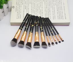 image-10-Piece Marble Pattern Makeup Brush Set with Cosmetic Bag