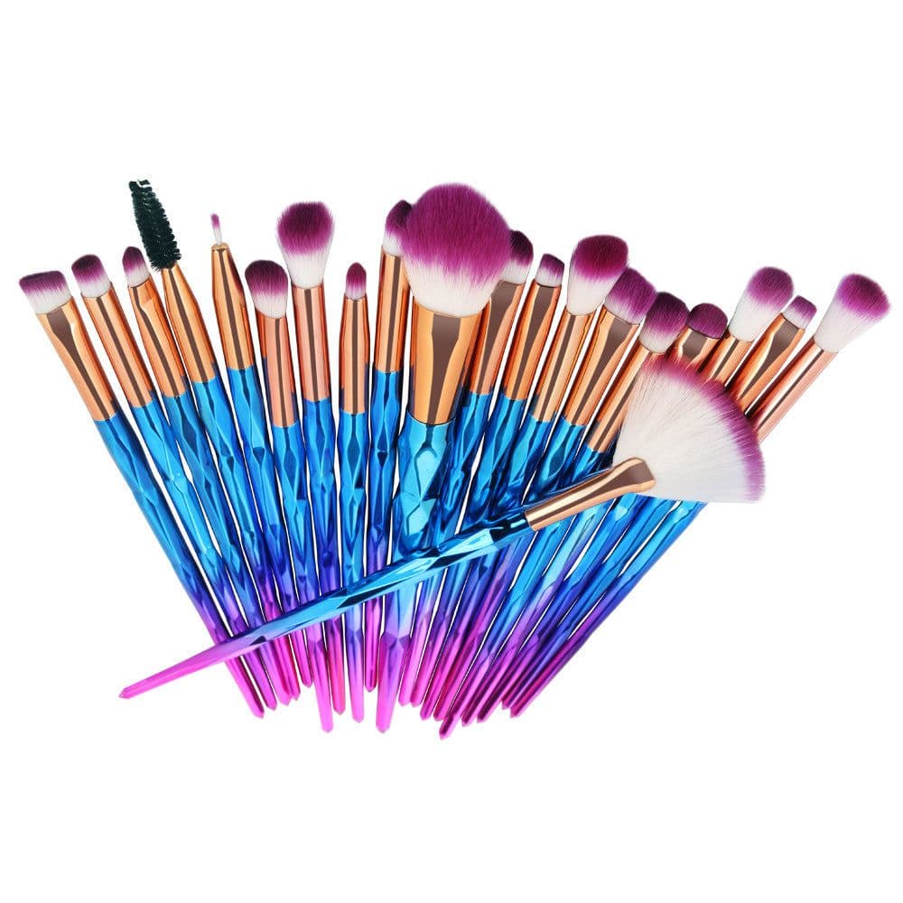 image-HappyMakeup 20 Piece Unicorn Diamond Makeup Brush Set