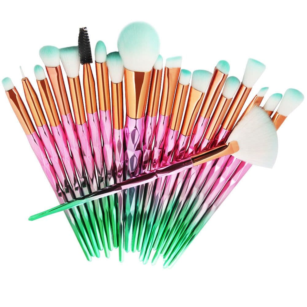 image-HappyMakeup 20 Piece Unicorn Diamond Makeup Brush Set