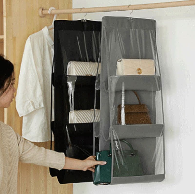 image-6 Pocket Hanging Handbag Purse Storage Organizer