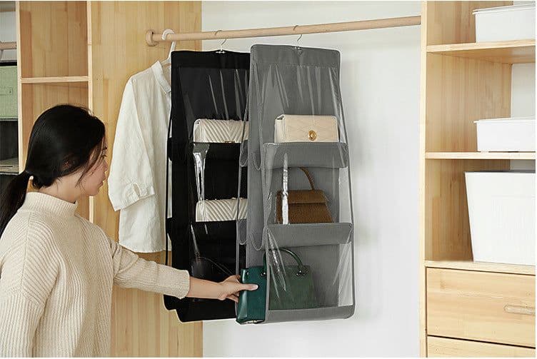 image-6 Pocket Hanging Handbag Purse Storage Organizer