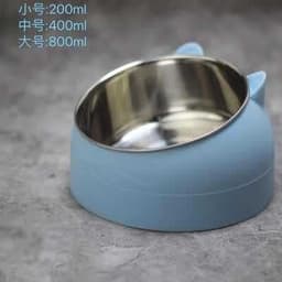 image-Stainless Steel Tilted Pet Bowl Anti-Tip Elevated Cat Dog Feeder