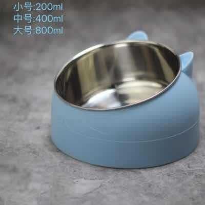image-Stainless Steel Tilted Pet Bowl Anti-Tip Elevated Cat Dog Feeder