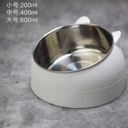 image-Stainless Steel Tilted Pet Bowl Anti-Tip Elevated Cat Dog Feeder