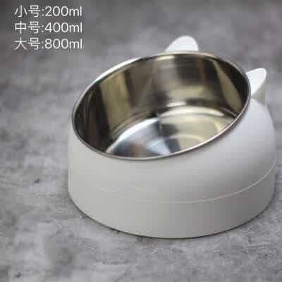 image-Stainless Steel Tilted Pet Bowl Anti-Tip Elevated Cat Dog Feeder