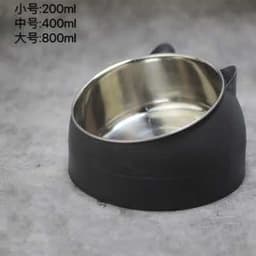 image-Stainless Steel Tilted Pet Bowl Anti-Tip Elevated Cat Dog Feeder