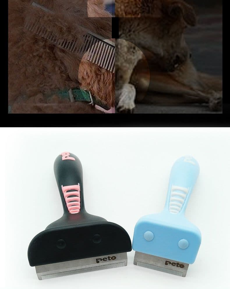 image-Pet Hair Removal Comb Stainless Steel Dematting Rake for Cats Dogs