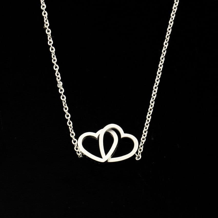 image-Stainless Steel Double Hearts Bracelet Women Friendship Jewelry