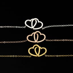 image-Stainless Steel Double Hearts Bracelet Women Friendship Jewelry