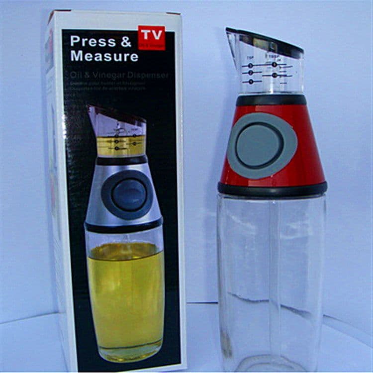 image-Glass Oil and Vinegar Dispenser Bottle with Measured Pour Control