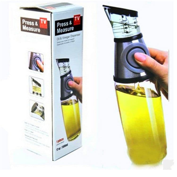 image-Glass Oil and Vinegar Dispenser Bottle with Measured Pour Control