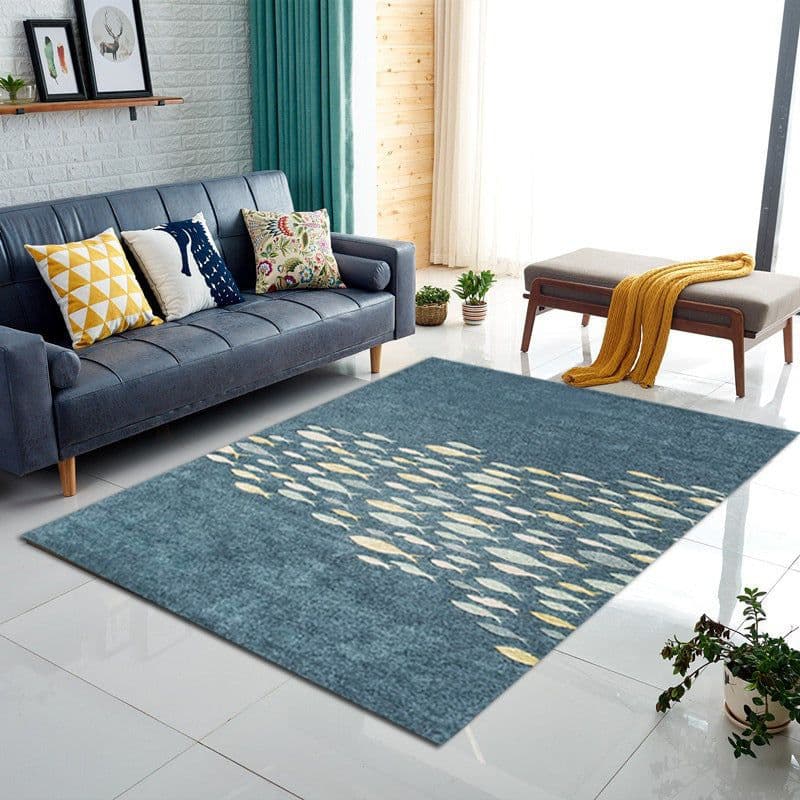 image-Polyester Geometric Rug - Machine Washable Area Mat for Living Room Bedroom