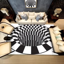 image-Polyester Geometric Rug - Machine Washable Area Mat for Living Room Bedroom