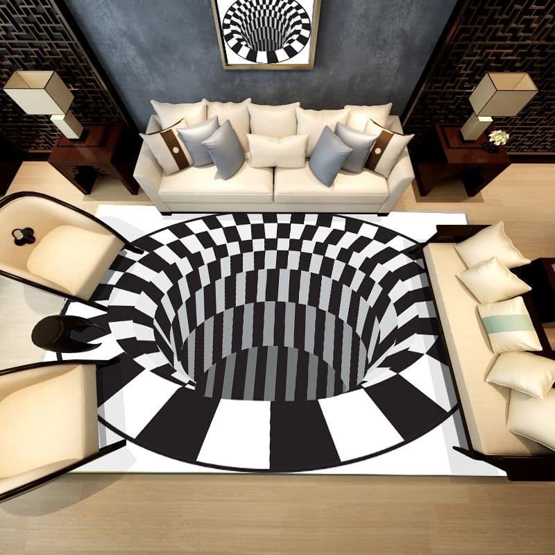 image-Polyester Geometric Rug - Machine Washable Area Mat for Living Room Bedroom