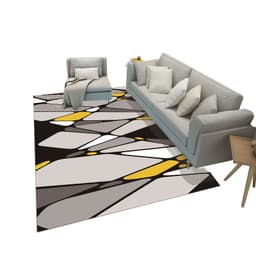 image-Polyester Geometric Rug - Machine Washable Area Mat for Living Room Bedroom