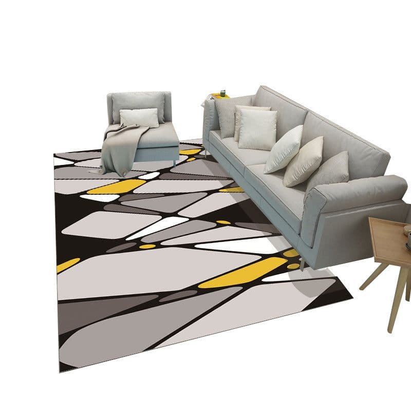 image-Polyester Geometric Rug - Machine Washable Area Mat for Living Room Bedroom