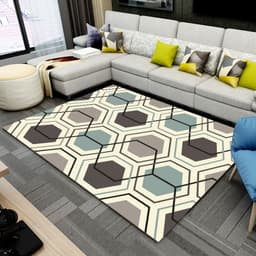 image-Polyester Geometric Rug - Machine Washable Area Mat for Living Room Bedroom