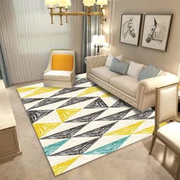 image-Polyester Geometric Rug - Machine Washable Area Mat for Living Room Bedroom