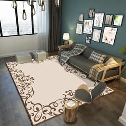 image-Polyester Geometric Rug - Machine Washable Area Mat for Living Room Bedroom