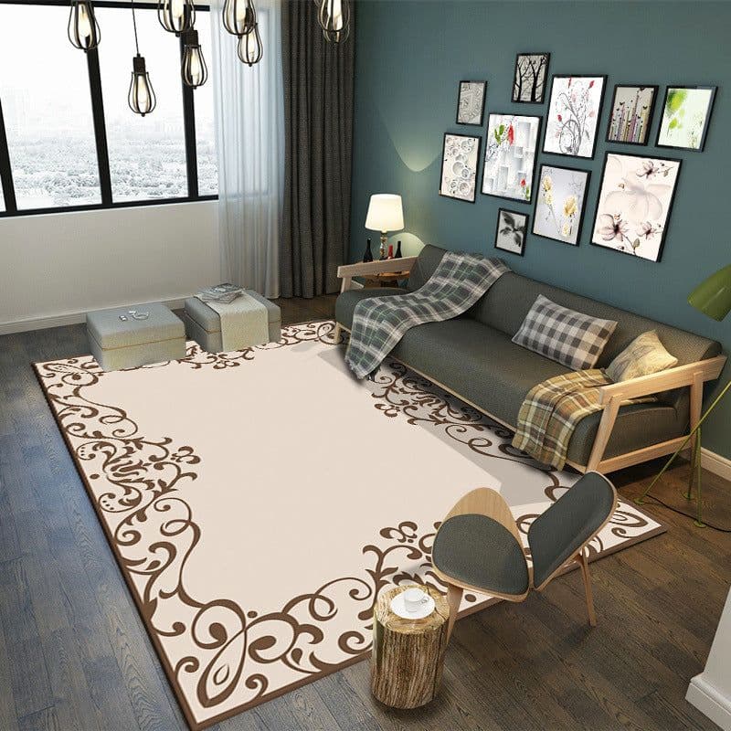 image-Polyester Geometric Rug - Machine Washable Area Mat for Living Room Bedroom