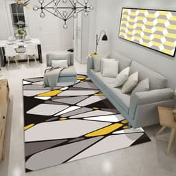 image-Polyester Geometric Rug - Machine Washable Area Mat for Living Room Bedroom