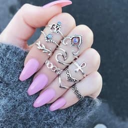 image-12-Piece Geometric Ring Set - Waterdrop Retro Joint Rings
