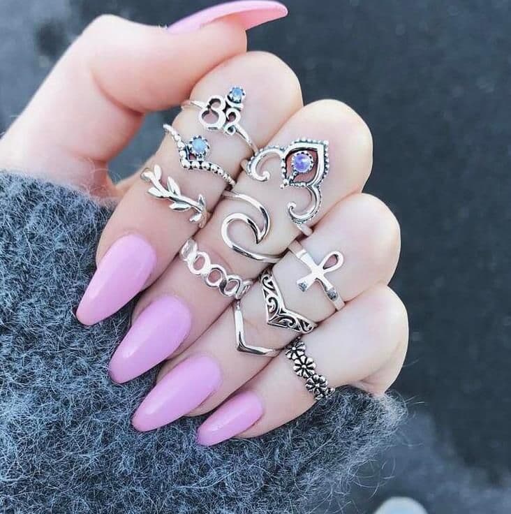 image-12-Piece Geometric Ring Set - Waterdrop Retro Joint Rings