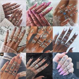 image-12-Piece Geometric Ring Set - Waterdrop Retro Joint Rings