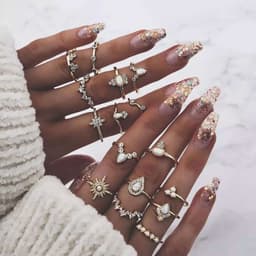 image-12-Piece Geometric Ring Set - Waterdrop Retro Joint Rings