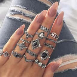 image-12-Piece Geometric Ring Set - Waterdrop Retro Joint Rings