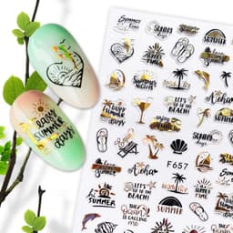 image-Hot Stamping Fruit Nail Stickers Decals Gold Silver Black White