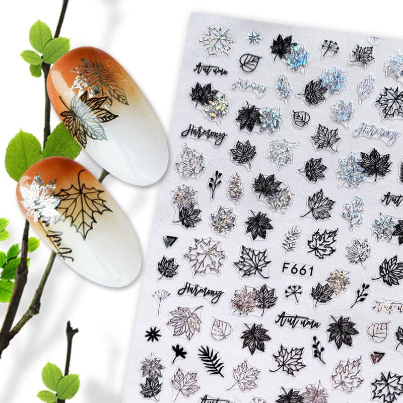 image-Hot Stamping Fruit Nail Stickers Decals Gold Silver Black White