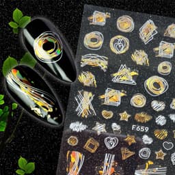 image-Hot Stamping Fruit Nail Stickers Decals Gold Silver Black White